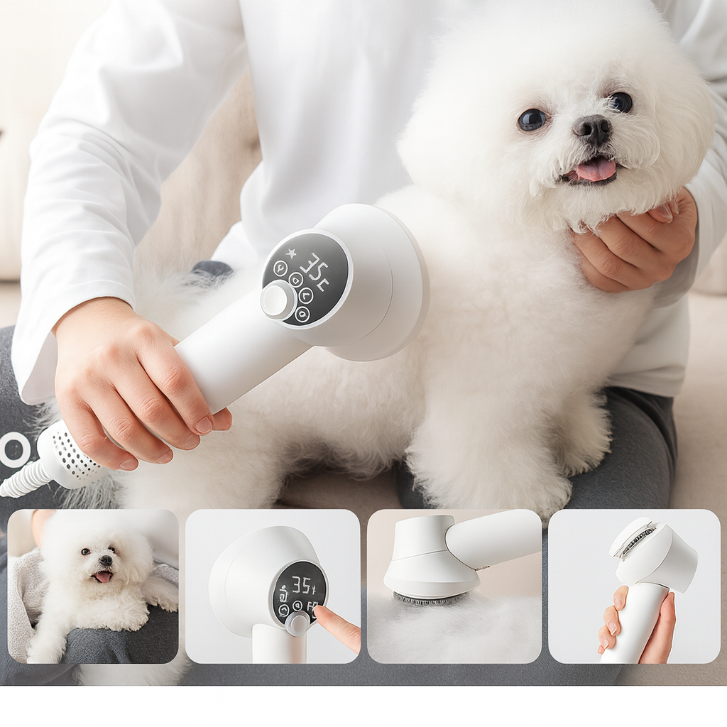 FluffBreeze 2-in-1 Pet Hair Dryer & Grooming Brush
